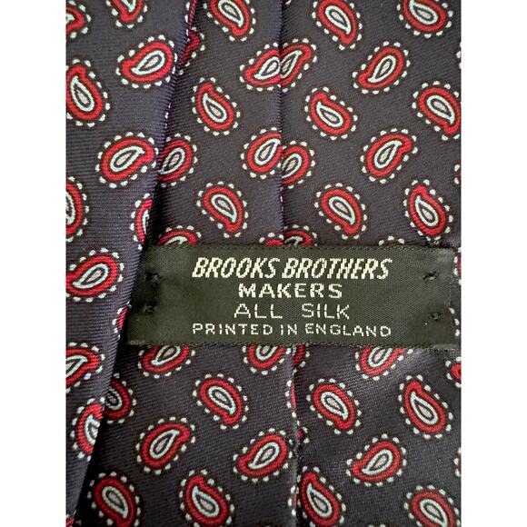 Brooks Brothers Markers Navy Silk NeckTie with Red Mini Print VGUC Office Classy - Picture 5 of 5